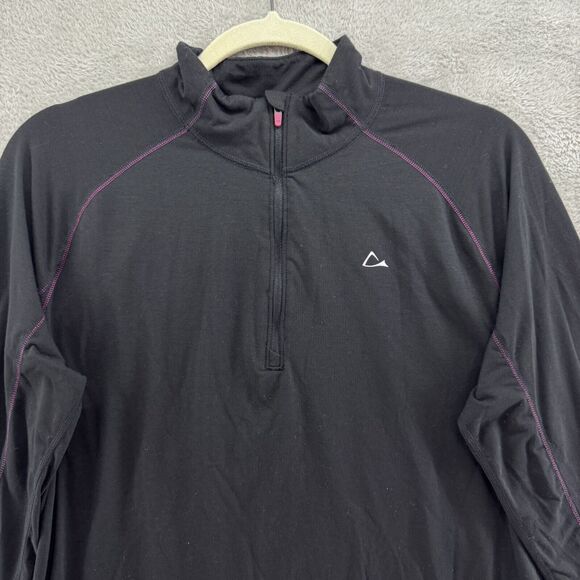 Merino Blend By Paradox Base Layer Womens L Black 1/4 Zip Logo Pullover Outdoor - Picture 3 of 13